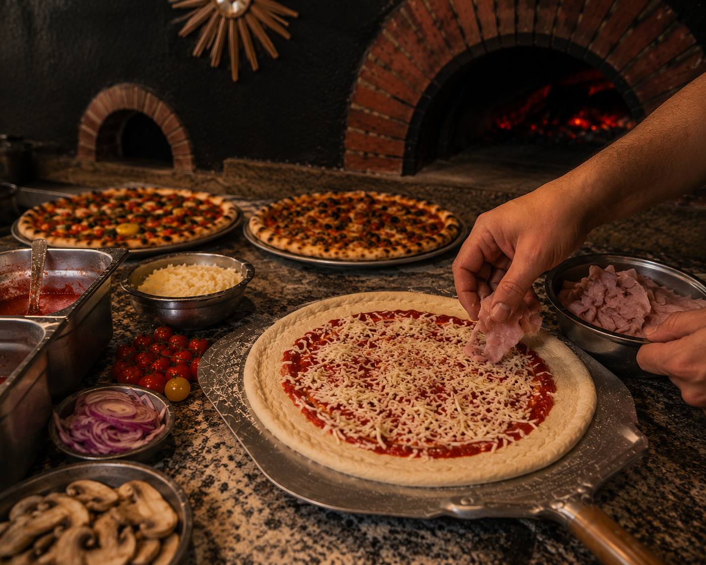 Préparation de votre pizza chez Pizzeria Tivoli